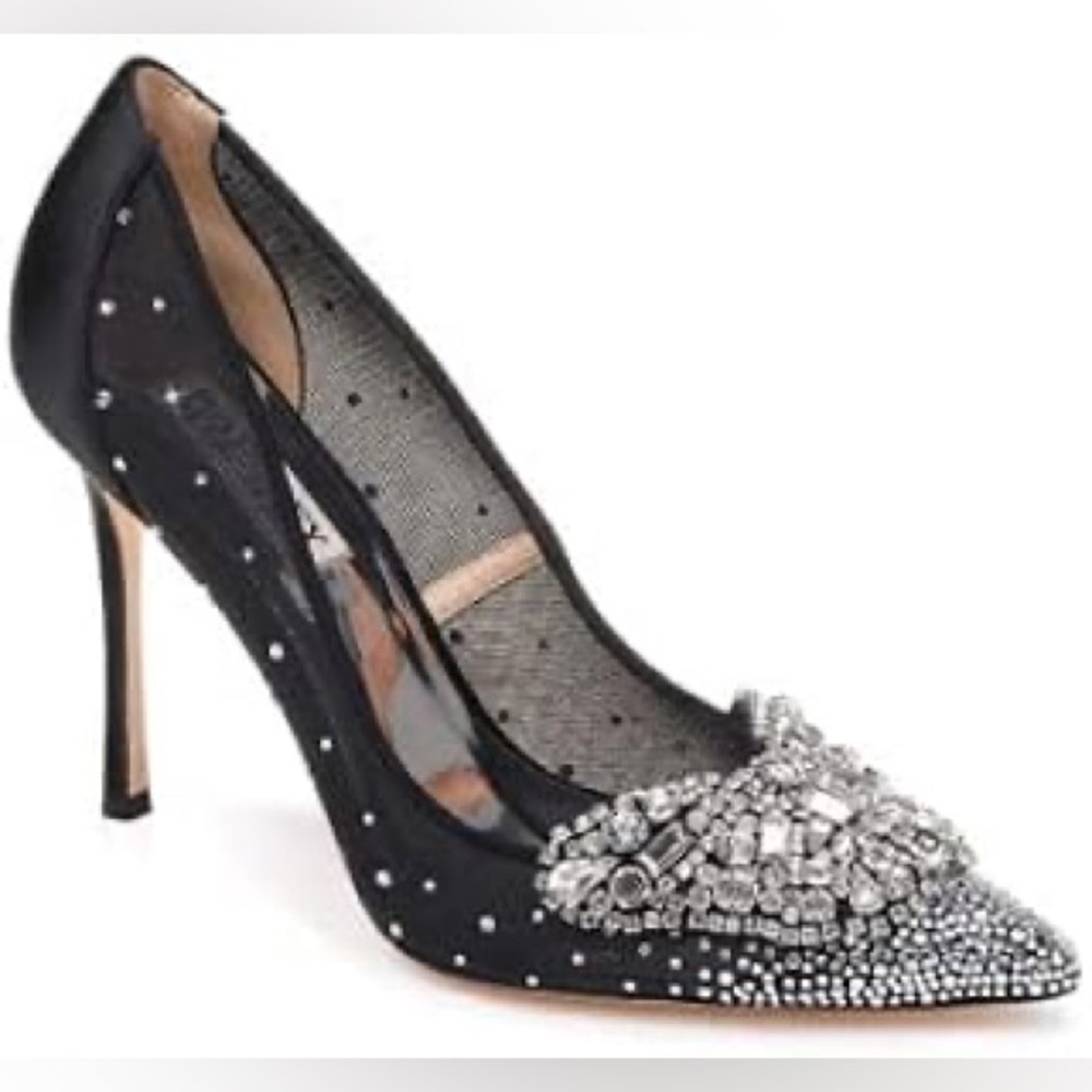 Badgley Mischka Collection - Quintana Crystal Embellished Pointed Toe Pump - Picture 4 of 12